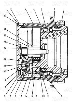 114-1466 Heavy Duty Steel Excavator Travel Drive Gearbox dengan baut pada Catalog Instalasi E312B