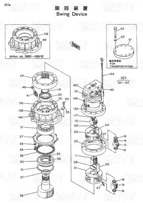 Planet Reducer EX100 Excavator Swing Drive Assembly Catalogue Untuk Berbagai Model Excavator 9097684