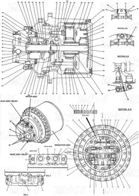 Pemasangan Bolt-on LQ15V00007F2 Excavator Travel Drive Catalog bervariasi tergantung pada model