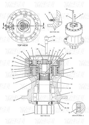 Hitam 191-2693 E325C Excavator Swing Drive Catalog Bolt-on In Stock Hydraulic Swing Drive