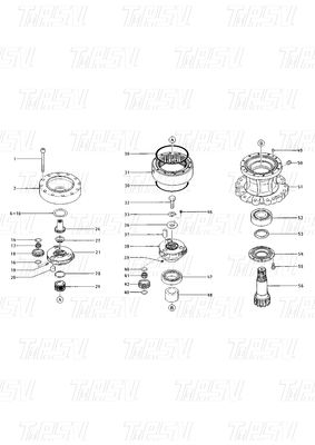 Pengurangan Swing Drive Excavator Dalam Warna Dicat 099-0229 Catalog E120B