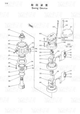 Custom Colors Swing Drive Units For Excavators Bolt on Installation Catalogue 9097683 EX60-1 (Bolt pada Catalog Instalasi)