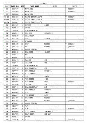 EX60-1 9069295 Katalog Pengukur Final Drive Reducer yang dapat disesuaikan