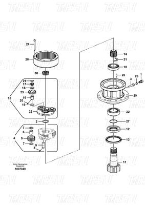 EC140B Excavator Planetary Swing Reducer untuk Volvo Catalog VOE14507900