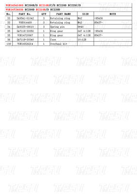 VOE14541069 Premium Swing Drive Reducer untuk Volvo EC210B Catalog