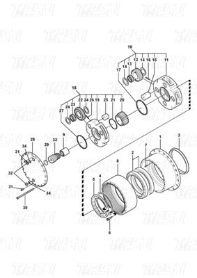 VOE14528733 Custom Color Steel Excavator Planetary Final Drive Reducer Catalog dengan Bolt pada Instalasi EC210B