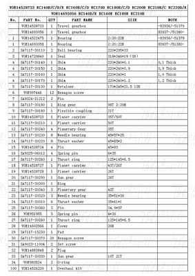 VOE14528733 Custom Color Steel Excavator Planetary Final Drive Reducer Catalog dengan Bolt pada Instalasi EC210B