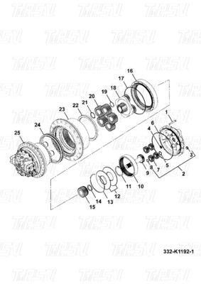 JS200 Penggali Baja Final Drive Travel Drive Motor Catalog 332/K1192