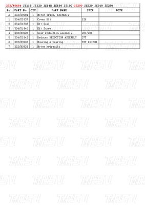 333/K0684 Kotak Girasi Perjalanan Penggali Baja Dengan Drive Motor Perjalanan Hidraulik JS200 Catalog