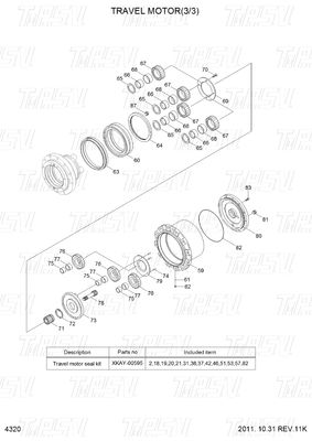 R80-7 Black Excavator Final Drive Assembly Catalog Travel Drive Reducer Parts