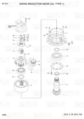 R110-7 Hitam OEM Excavator Swing Motor Drive Parts Catalog 31N4-10140