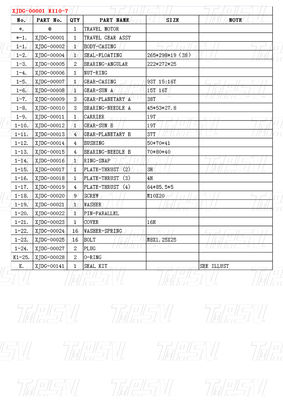 Catalog Excavator Final Drive Planetary Reducer 10 Ton Hitam XJDG-00001 R110-7