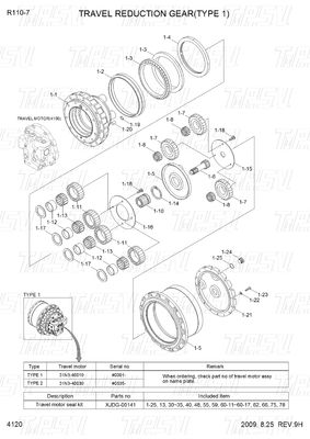 Catalog Excavator Final Drive Planetary Reducer 10 Ton Hitam XJDG-00001 R110-7