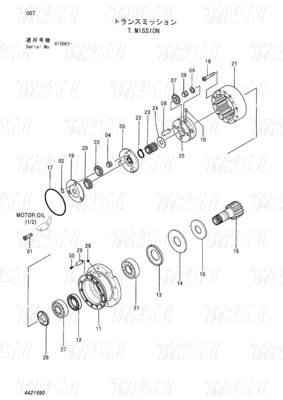 Bolt pada Excavator Swing Drive Catalog EX55UR-3 ZX55UR ZX55UR-HHE 4421990