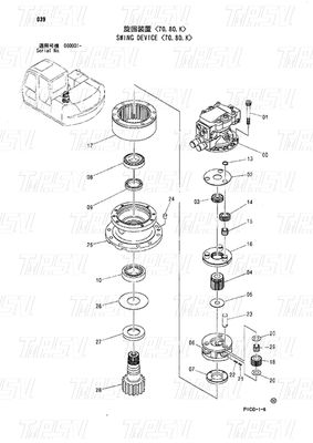 Hidraulik Swing Motor Drive Excavator Swing Drive Catalog 4445648 4470057 ZX70