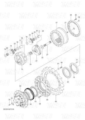 OEM Excavator Parts Planetary Reducer Drive Catalog Systems Untuk Mesin / Energi / Industri Pertambangan 9180731 ZX120
