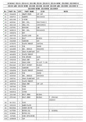 Katalog Penggerak Swing Gearbox Ekskavator Planet Baja Baut 9196343 ZX120