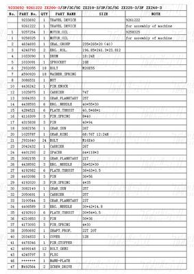 Hidraulik ZX200-3 Travel Final Drive Catalog untuk Excavator 9233692 9261222