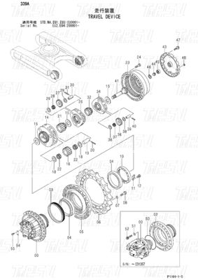 Penggali Hitam ZX330 ZX350 ZX360 ZX370 Travel Motor Drive Catalog Hydraulic Drive Unit 9190221 9190222 9212584 9232360