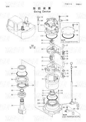 9118328 EX60-3 Excavator Swing Drive Catalog Motor Parts dengan Reducer Planetary Gear