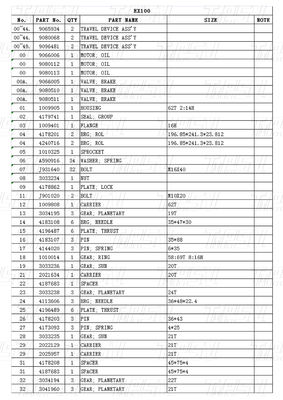 9065934 9080068 9096481 Katalog Penggerak Perjalanan Ekskavator Motor Perjalanan Hidraulik EX100