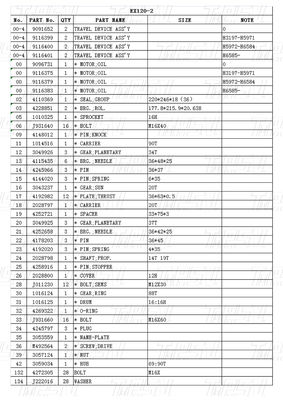 Catalogue Motor Perjalanan Excavator 9091652 9116399 9116400 9116401