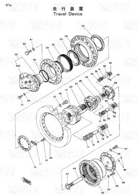 Hitam EX200-1 ExcavatorTravel Drive Catalog dengan baut pada instalasi 9066008 9080070 9096483