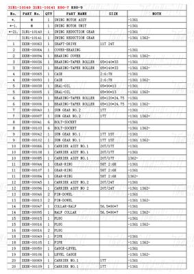 31N1-10140 31N1-10141 R80-7 Excavator Swing Drive Catalog Planetary Reducer Jenis Berbeda-beda Tergantung Model