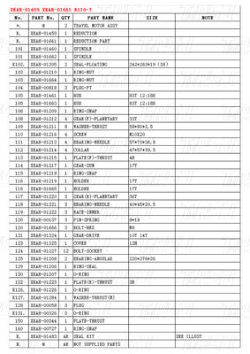 XKAH-01459 XKAH-01661 R110-7 Katalog Penggerak Perjalanan Excavator dengan Motor Perjalanan Hidraulik