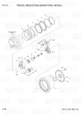 Disesuaikan XKAY-01867 R110-7 Excavator Travel Drive dengan Reducer Planet dan baut pada Sistem