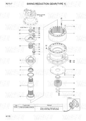 31N6-10181 R215-7 Penggerak Swing Excavator Katalog untuk Mesin Energi dan Pertambangan