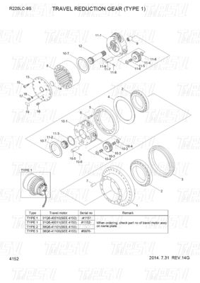 31Q6-40020 31Q6-40021 31Q6-40022 Energi Pertambangan R220-9 Excavator Travel Drive Motor Catalog