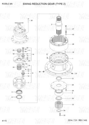 31Q9-19140 R330-9 Excavator Swing Drive Catalog Gear Box Untuk Motor Hidraulik