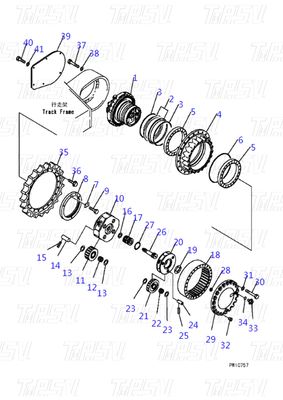 Custom Colors 708-8H-00320 PC360-7 Excavator Travel Drive Catalog Motor dalam Hitam untuk Kinerja