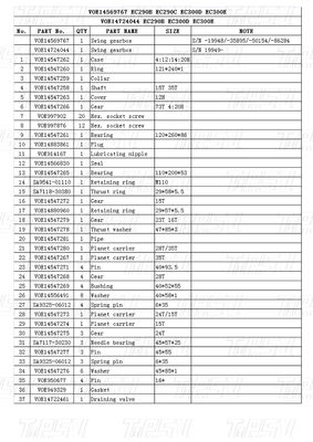 Energi Pertambangan VOE14569767 VOE14724044 EC290B Katalog Penggerak Swing Excavator untuk Merek dan Model yang Kompatibel