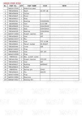 SA8230-27000 EC360 Catalog Swing Drive Excavator Hitam Warna