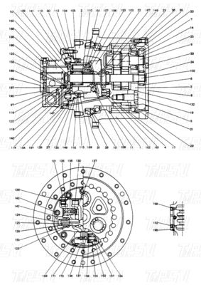 Bolt-on 2441U829F1 SK120-3 Excavator Travel Drive Catalog Motor Kompatibel dengan Merek dan Model Excavator yang Berbeda