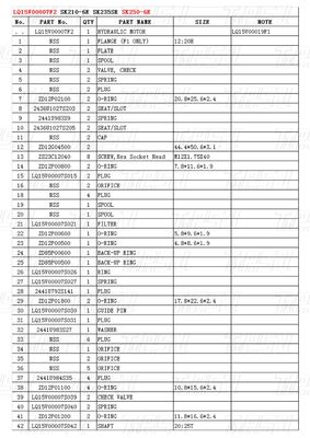 Pemasangan Bolt-on LQ15V00007F2 Excavator Travel Drive Catalog bervariasi tergantung pada model