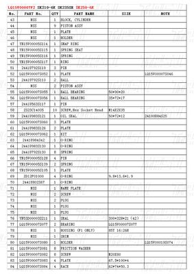 Pemasangan Bolt-on LQ15V00007F2 Excavator Travel Drive Catalog bervariasi tergantung pada model