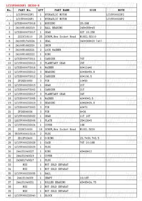 Warna Hitam LC15V00026F1 SK350-8 Excavator Final Drive Catalog Parts for Performance