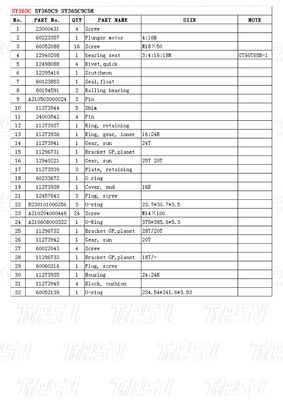 SY365C Catalog Travel Drive Excavator Berbeda-beda Tergantung pada Model yang Dikerjakan dalam Kotak Kayu