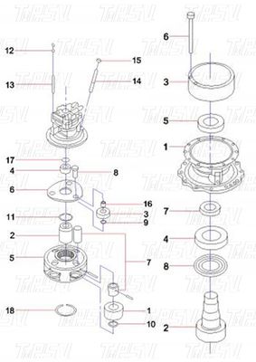 60042755 SY365C Excavator Swing Drive Catalog Motor Bolt-on Instalasi