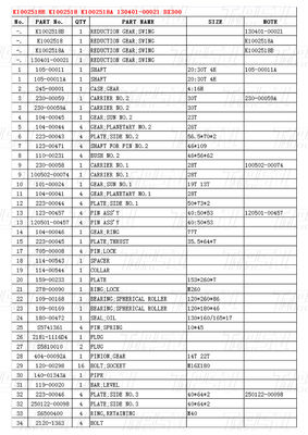K1002518B K1002518 K1002518A 130401-00021 DX300 Excavator Swing Drive Catalogue with Various Excavator Model Capacities