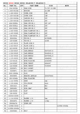 K1003134 DX300 Excavator Travel Drive Catalog Bolt On Steel Assemblies dengan Reducer Planet