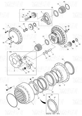 K1003134 DX300 Excavator Travel Drive Catalog Bolt On Steel Assemblies dengan Reducer Planet