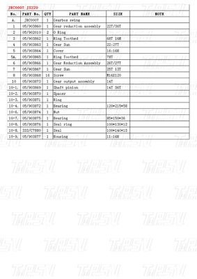 Bolt khusus pada JRC0007 JS220 Excavator Swing Drive Catalog In Stock