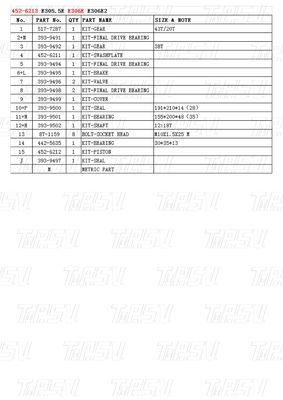 452-6213 E306E Excavator Travel Drive Catalog Bolt-on