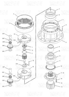 Smooth Silent Steel Excavator Swing Travel Drive Gearbox Dengan Reducer Planet
