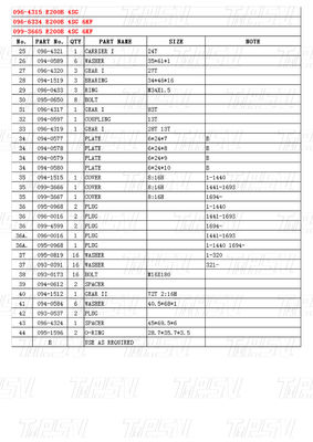 096-4315 096-6334 099-3665 E200B Excavator Travel Drive Catalog Bagian Motor untuk Berbagai Model