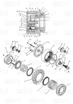 Baja Ekonomi 114-1484 E320B Excavator Travel Drive Catalog Motor Drive Untuk Energi / Pertambangan